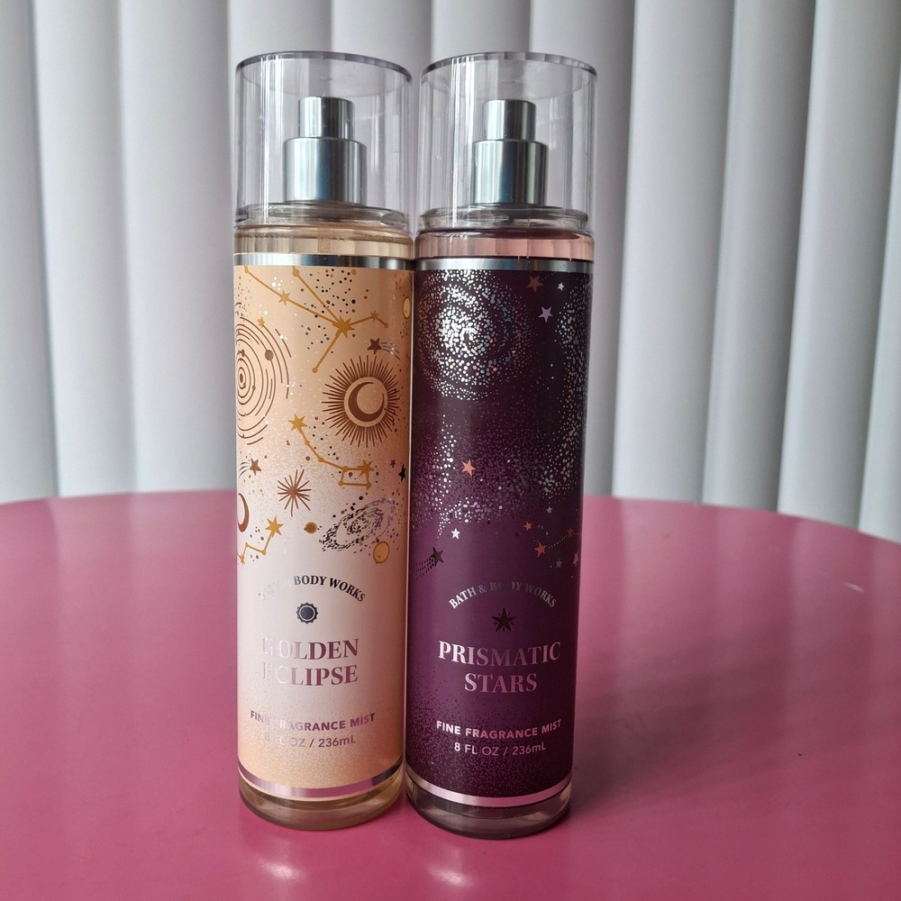 Bath & Body Works GOLDEN ECLIPSE & PRISMATIC STARS Fragrance Mist 8oz Set of 2